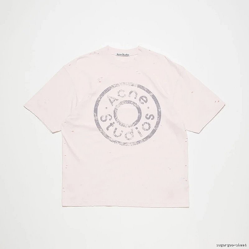 Acne Studios 2090-80 Pink Multicolor Pink Style Ac908041 Stockholm Logo T-Shirt Commuter Look