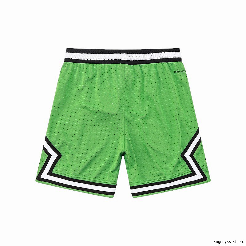 AJ basketball-style green shorts