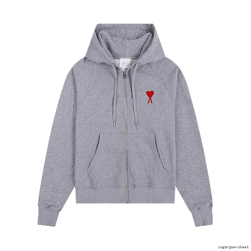 AMI Love Embroidery Grey Hoodie