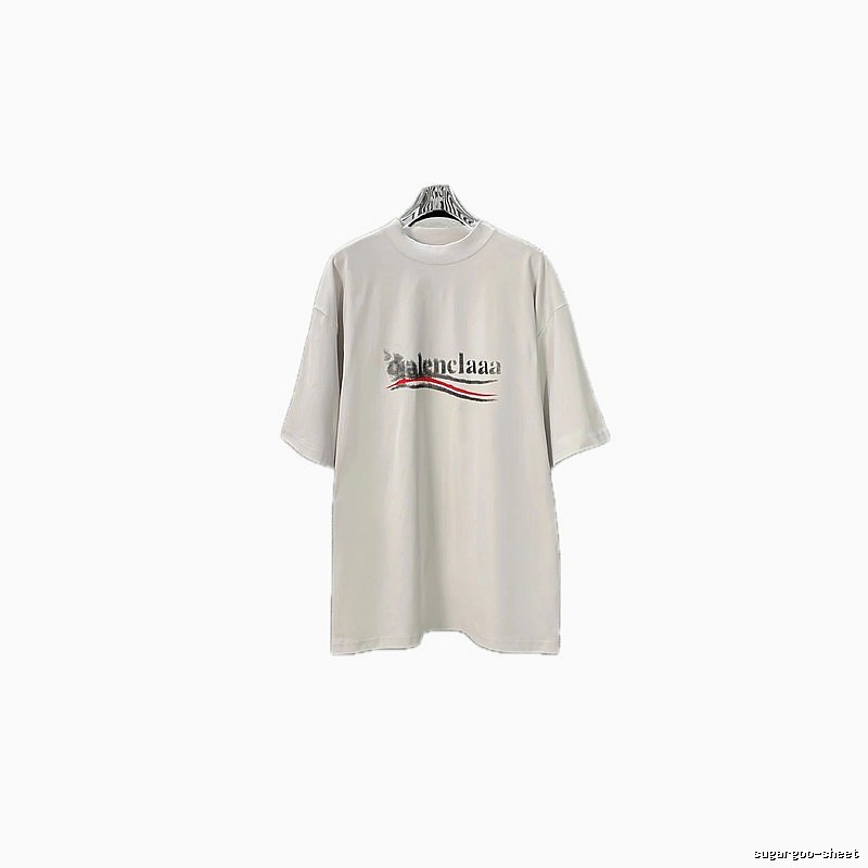 Balenciaga alphabet-style white T-shirt.