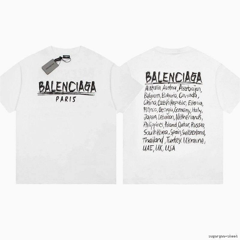 Balenciaga Graffiti Street Style White Short Sleeve T-Shirt