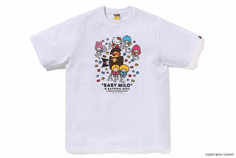 Bape cartoon - printed white T - shirt