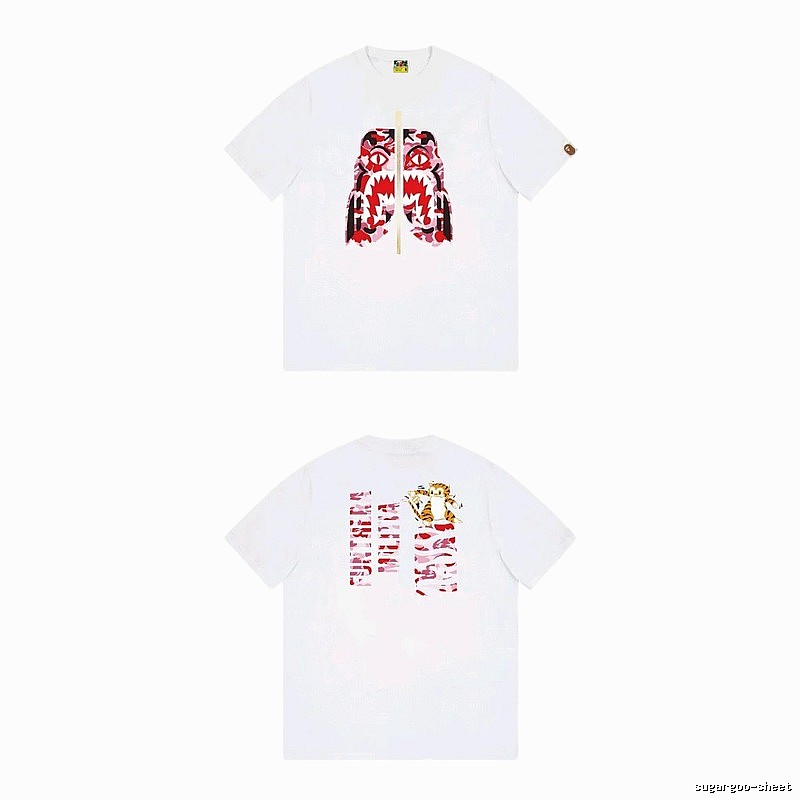 Bape Shark Camouflage Style White T-shirt