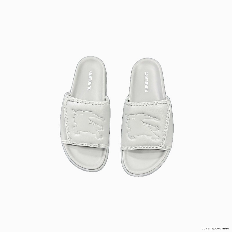 Burberry Equestrian Knight Collection Minimalist Style Light Grey Slide Sandals