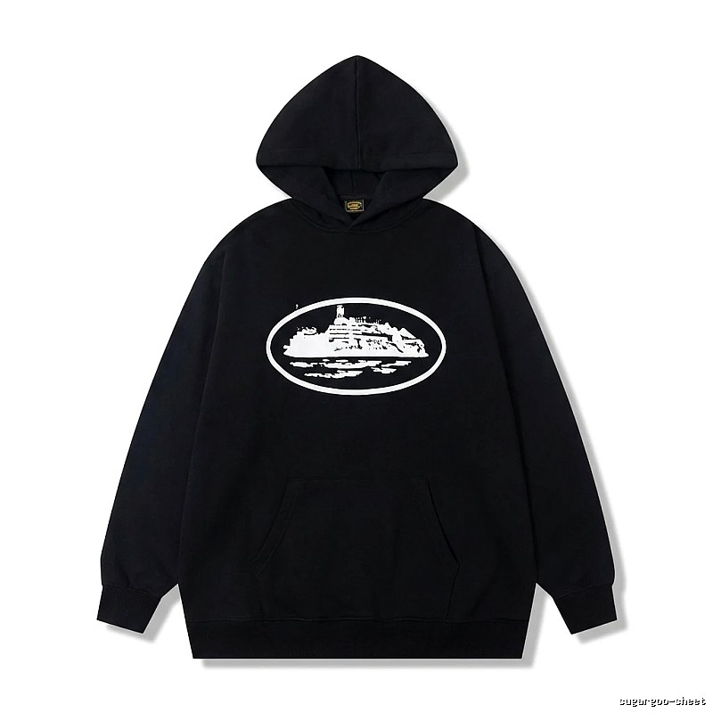 Corteiz black minimalist style hoodie
