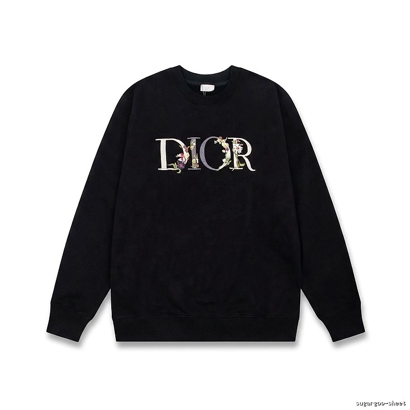 Dior Floral Alphabet Style Black Sweatshirt