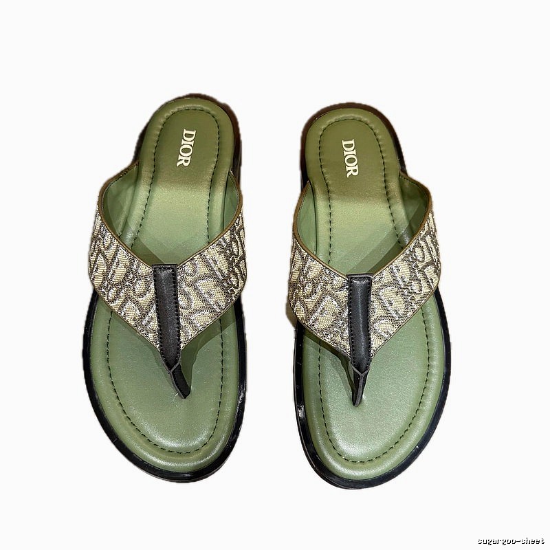 Dior Vintage Monogram Green Flip-Flops