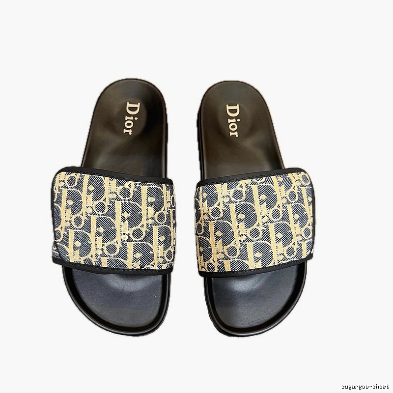 Dior Vintage-style Monogram Colorblock Slide Sandals