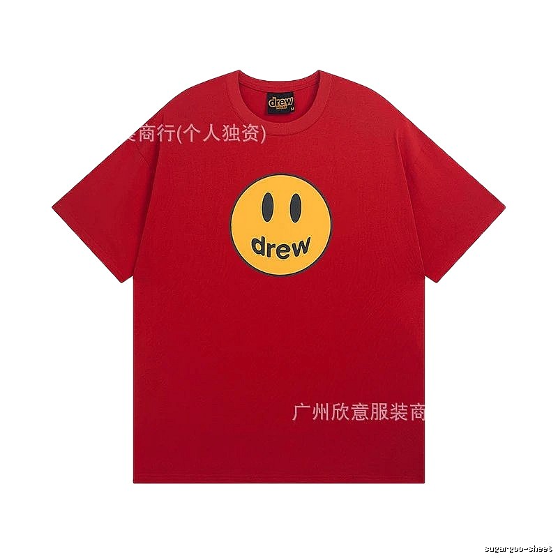 DREW Smiley American Street Style Red Short Sleeve T-Shirt