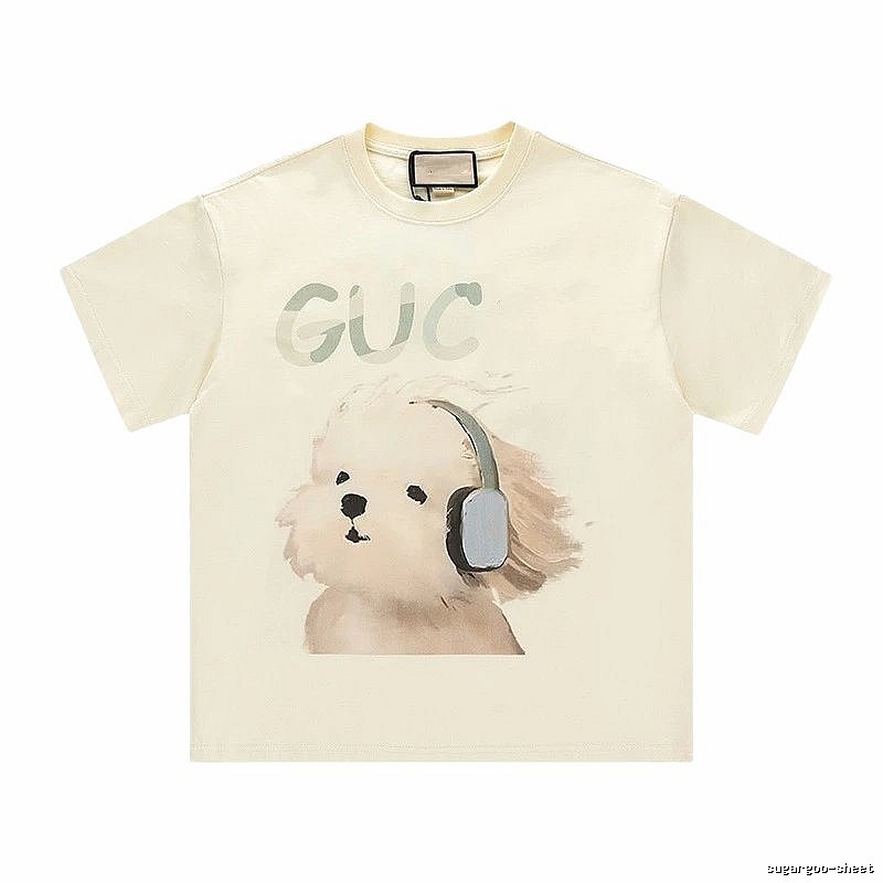Gucci Puppy Print Casual Off-white T-Shirt