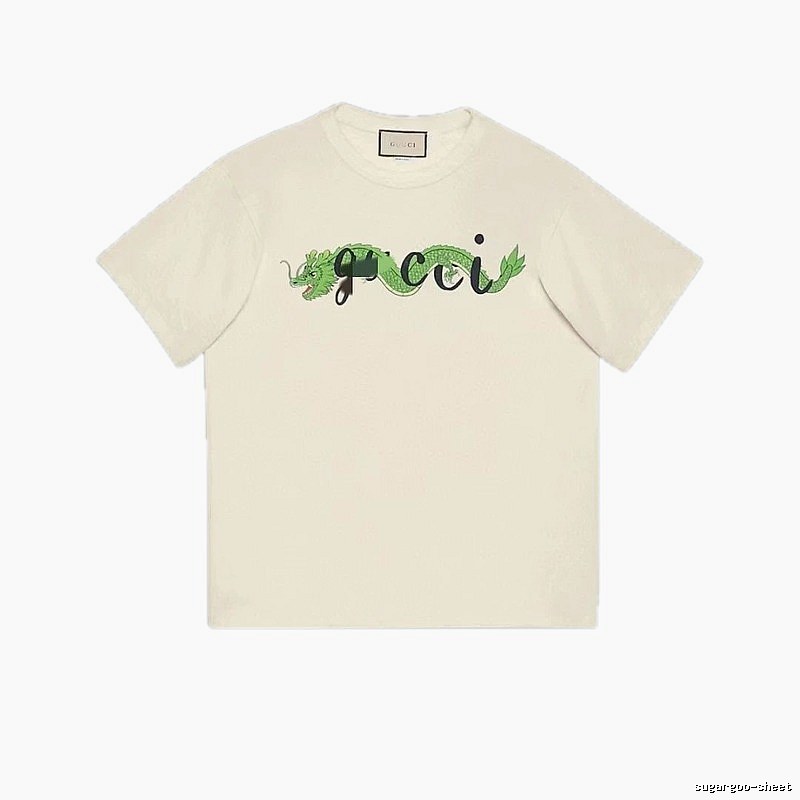 Gucci Year of the Dragon Collection Vintage Style Off-White Short Sleeve T-Shirt