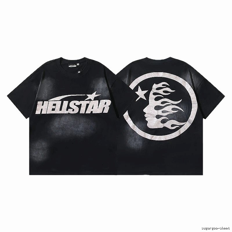 Hellstar Flame Portrait Street Style Black T-shirt