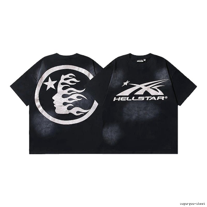 Hellstar Flame Print Street Style Black T-Shirt