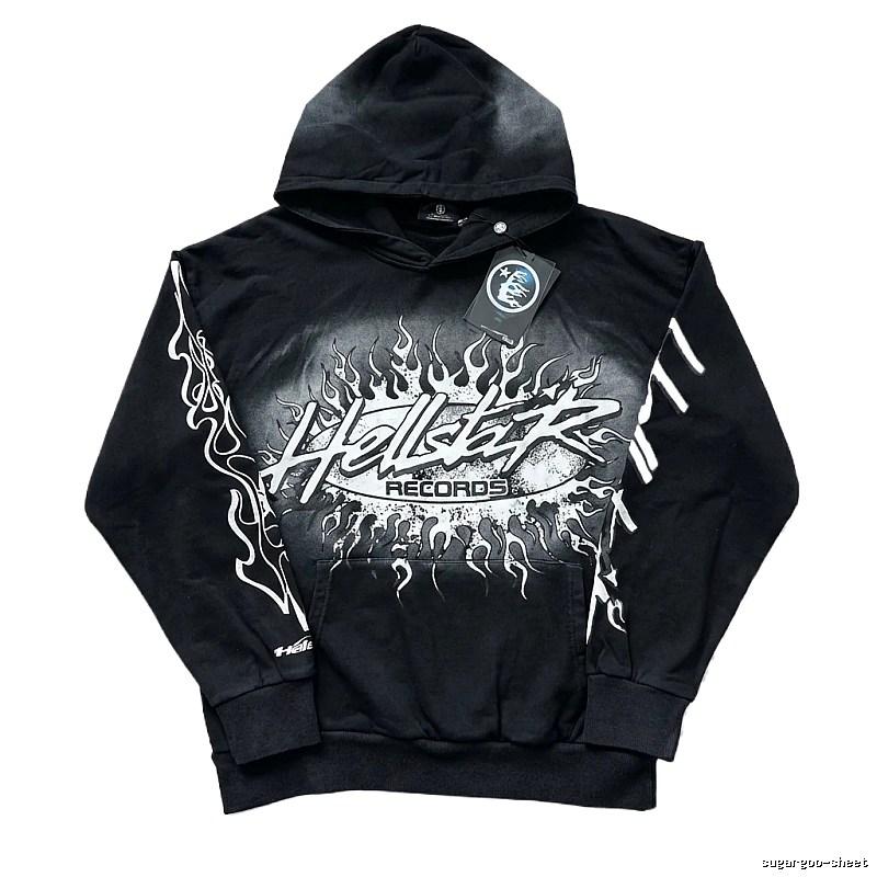 Hellstar Records Flame Wind Black Hoodie