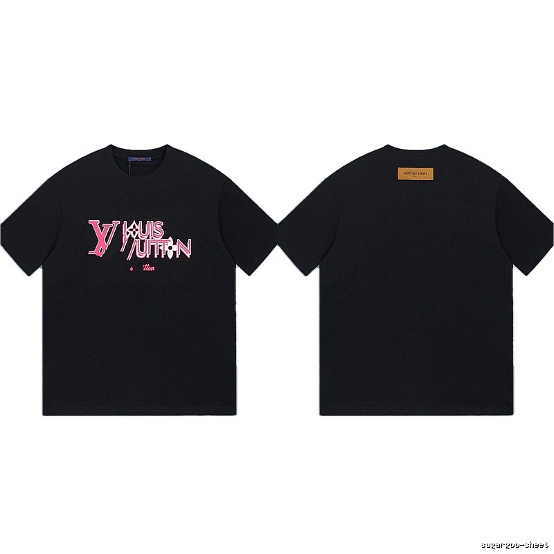 Louis Vuitton Letter Print Trendy Style Black T-shirt
