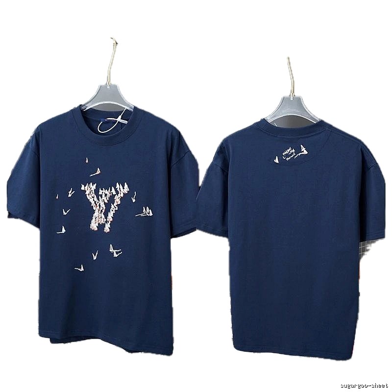 Louis Vuitton Origami Crane Casual Style Navy Blue T-Shirt