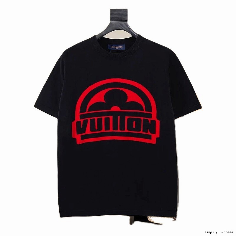 LV black and red printed trendy brand T-shirt
