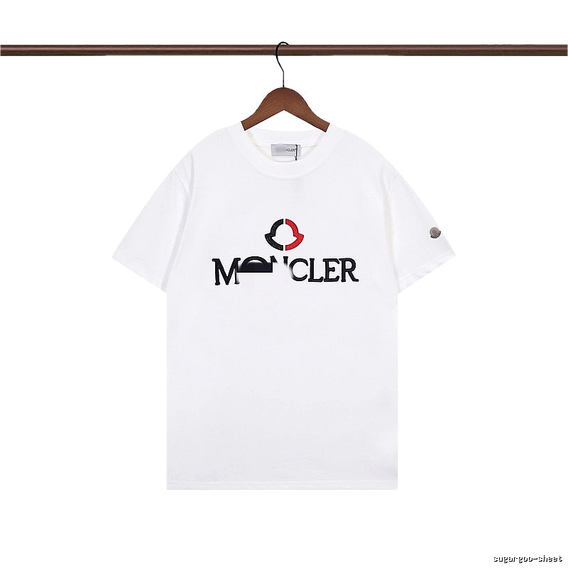 Moncler Embroidered Casual Style White T-Shirt