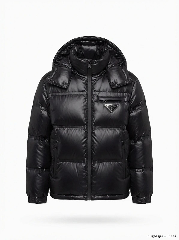 Prada triangle logo black down jacket