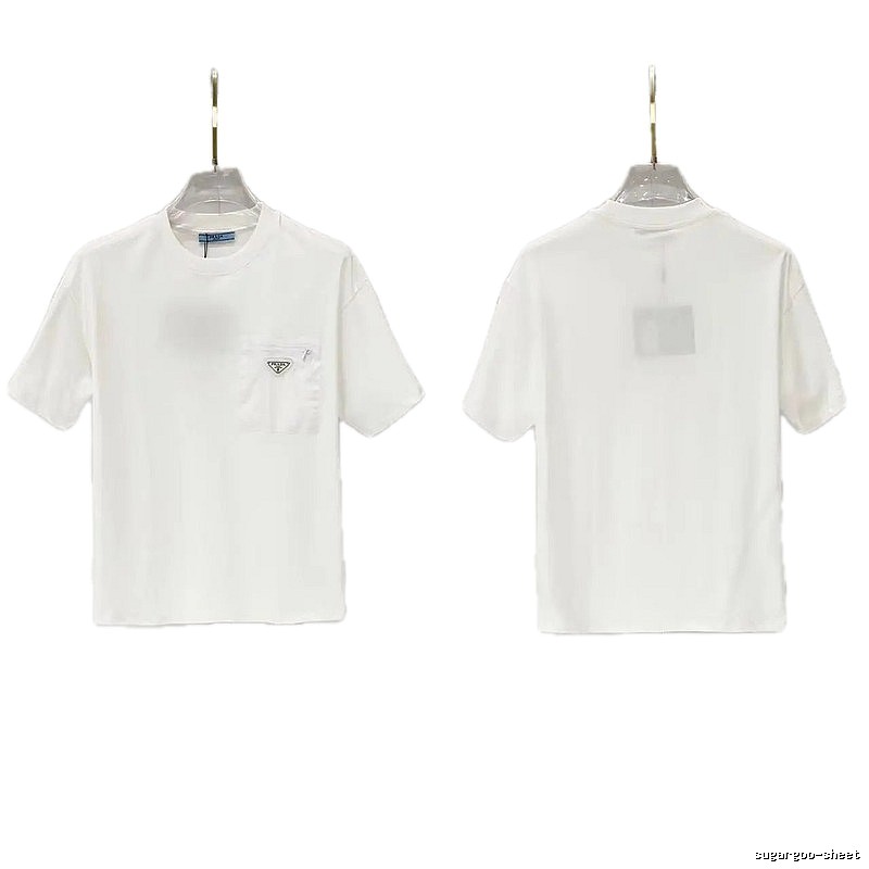 Prada Triangle Logo Minimalist Style White Short-sleeve T-shirt