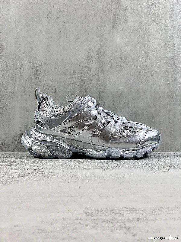 Silver Runner Sneaker by Balenciaga with Silver Layered Runner Side Profile