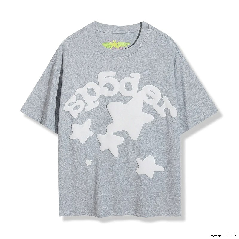Sp5der Gray T-shirt with Star Print
