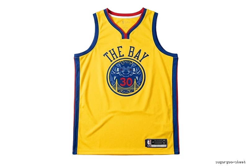 Stephenen Curry's yellow and blue retro-style jersey