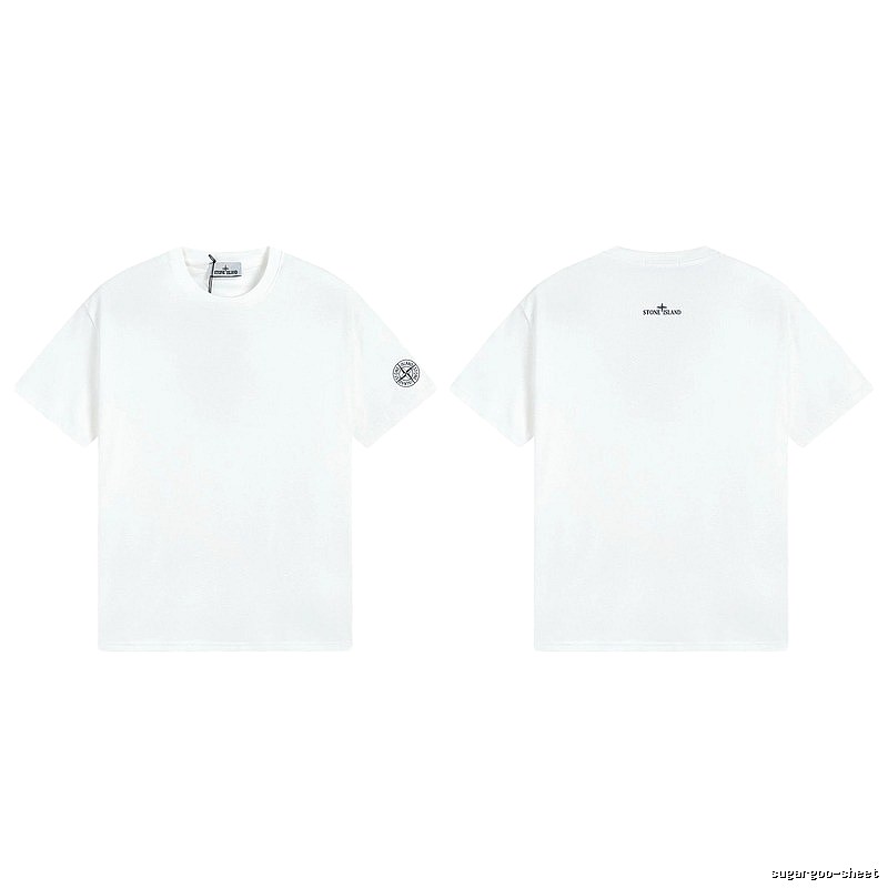 Stone Island Badge Minimalist Style White Short-sleeve T-shirt