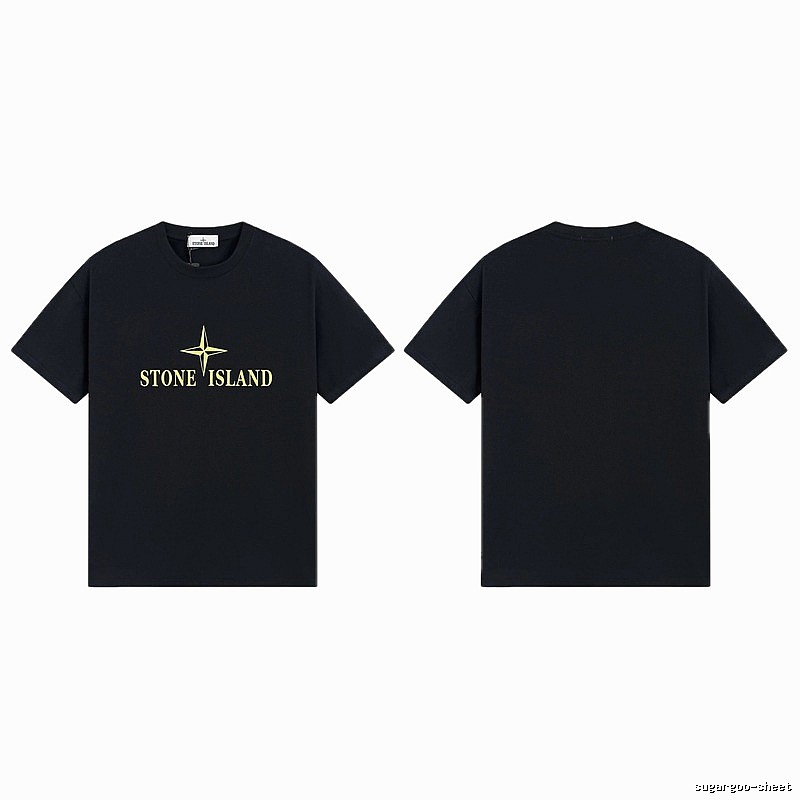 Stone Island Compass Print Street Style Black T-Shirt