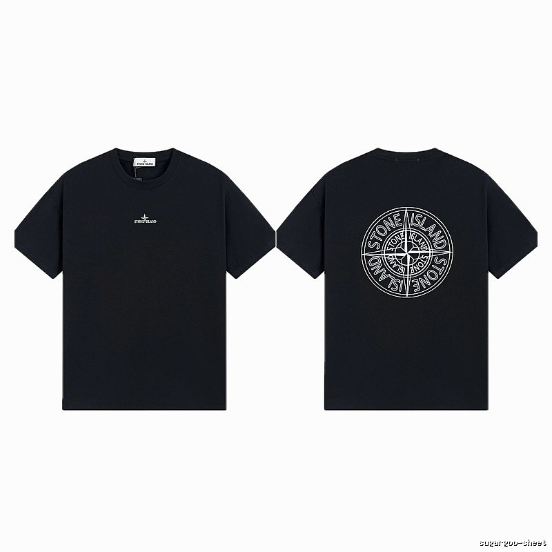 Stone Island Compass Print Trendy Cool Black T-Shirt