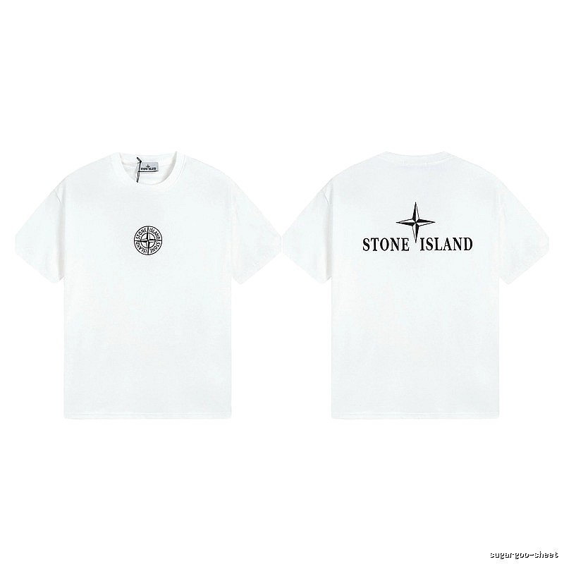 Stone Island Printed Street Style White Short Sleeve T-shirt