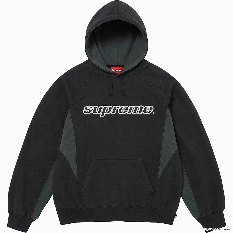Supreme patchwork-style black hoodie