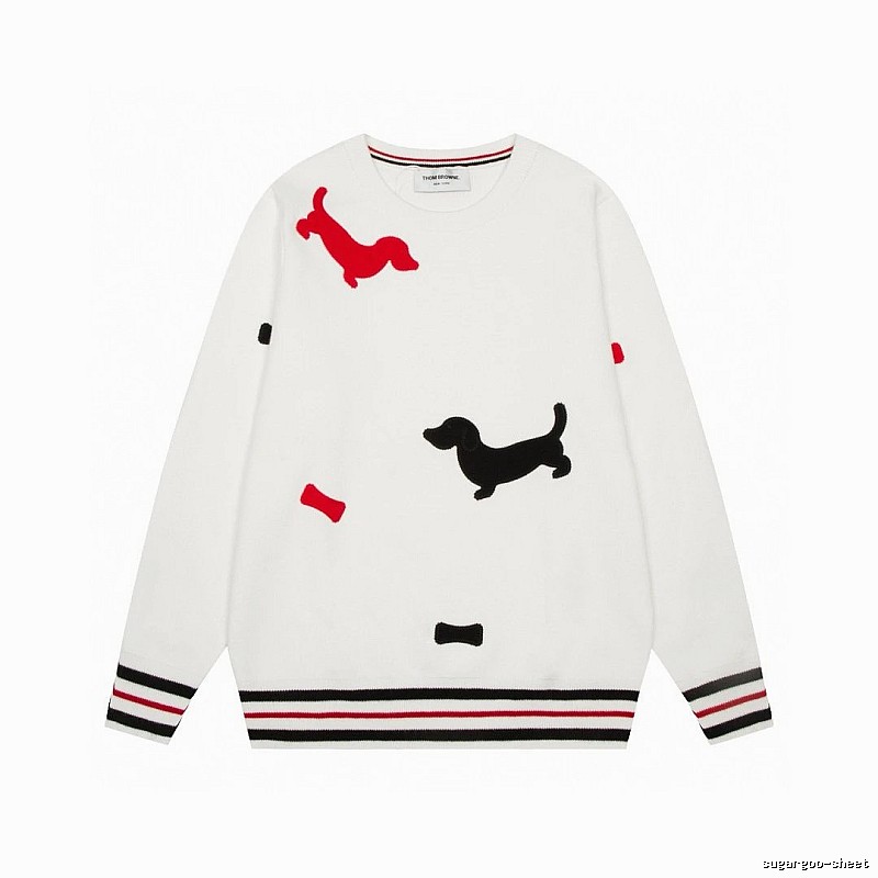 ThomBrowne Black Graphic Knit Sweater for Weekend Layering